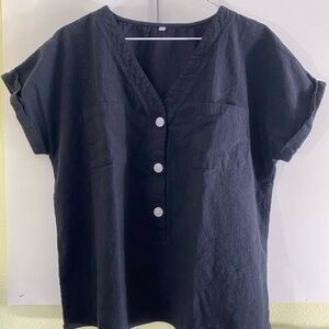 Classic Black Pull On Women's Cotton Top